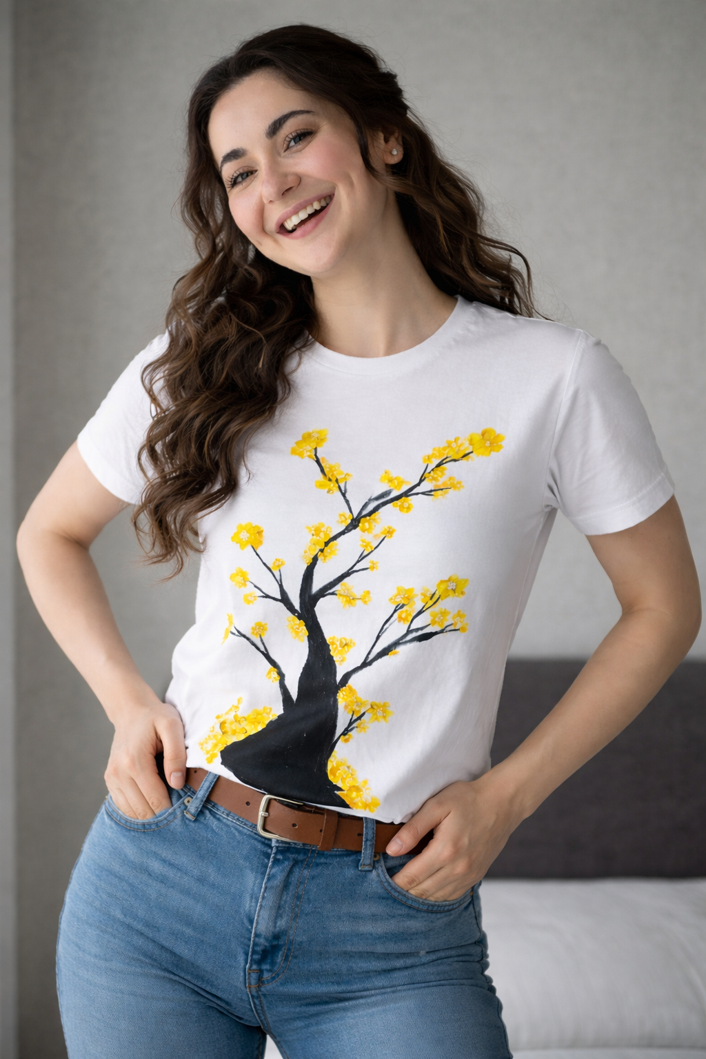 Yellow Blossom T shirt for Women