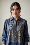 Blue Block Printed Button Down shirt