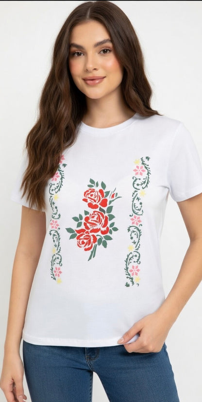 Rose Garden Cotton T- Shirt for Women