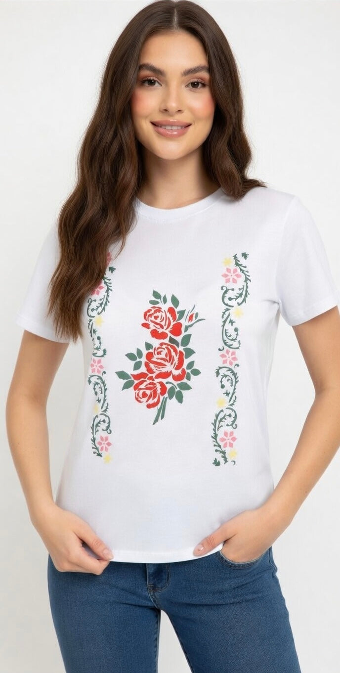 Rose Garden Cotton T- Shirt for Women