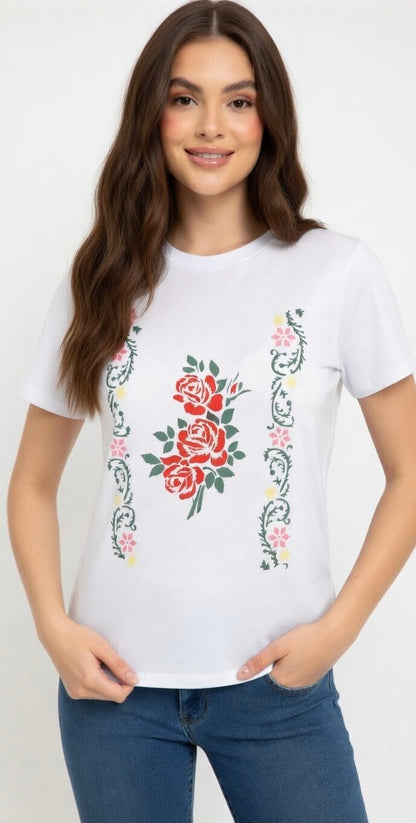 Rose Garden Cotton T- Shirt for Women
